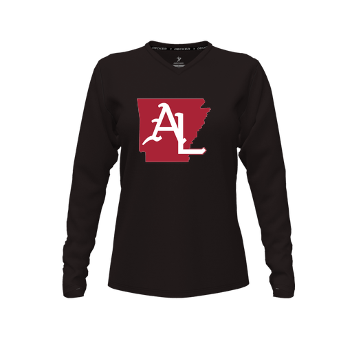 [CUS-DFW-TEES-CMF-VNK-LSL-BLK-FYXS-LOGO3] Decker Comfort T-Shirt (Female Youth XS, Black, V Neck, Logo 3, Long Sleeve)