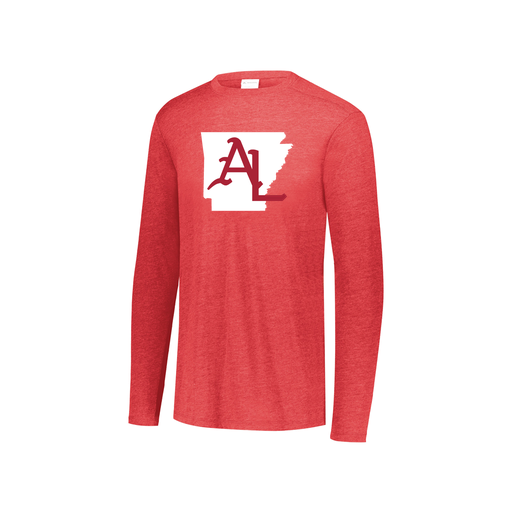[FTLCUBRD-YS-LOGO2] Decker Youth Tri-Blend T-Shirt - Long Sleeve (Youth S, Red, Logo 2)